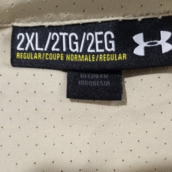 UNDER ARMOUR BEIGE|WHITE STRIPE ANORAK WITH HOOD MEN SIZE XXL - Picture 4 of 9